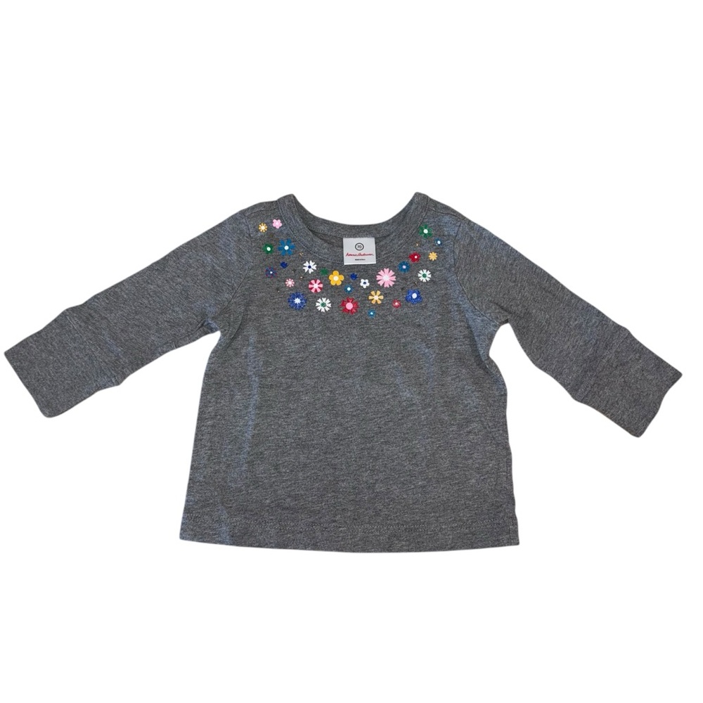 Hanna Andersson Gray Long Sleeve Floral Gray Size 70 Size 6-12 Months